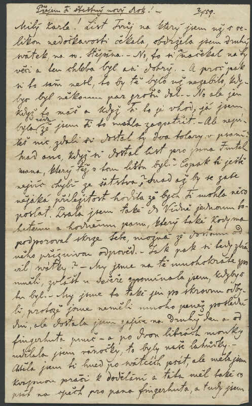 Božena Němcová - Dopis Boženy Němcové Karlu Němcovi z 13. 11. 1856 