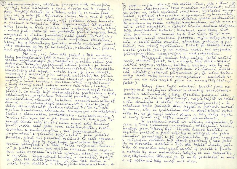 Václav Havel - Dopis Olze č. 42. z 9. 8. 1980 (ukázka 2. a 3. strany) 