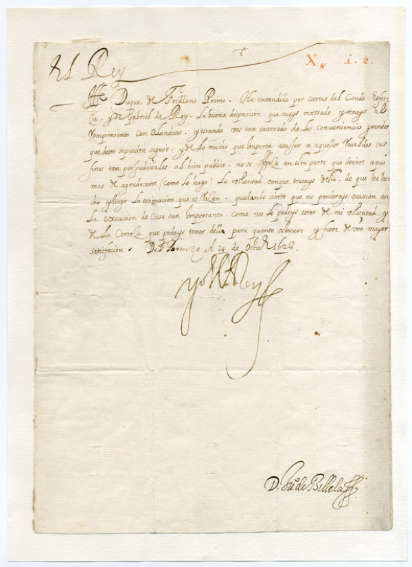 Filip IV. Habsburský - Dopis Albrechtu z Valdštejna                                                                   [připojen francouzský a německý překlad, dvě rytiny zobrazující Valdštejna a výstřižek z německé encyklopedie s biografickým heslem o Valdštejnovi] 