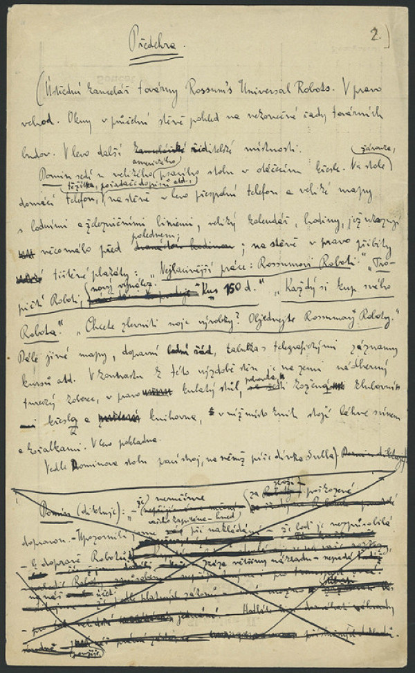 Karel Čapek - Ukázka z pracovní verze alegorického dramatu RUR 