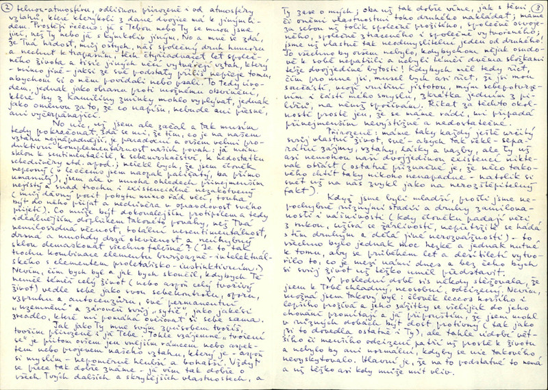 Václav Havel - Dopis Olze č. 42. z 9. 8. 1980 (ukázka 2. a 3. strany) 